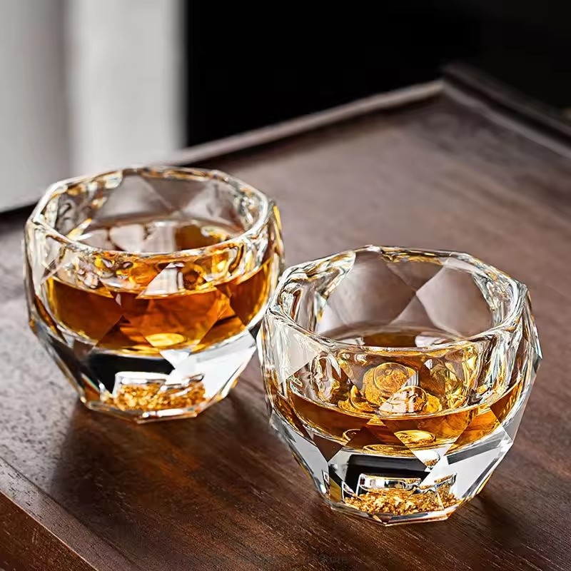Espresso Shot Glass - 6PCS 50ML Borrelglaasjes Diamant Facet Dubbele